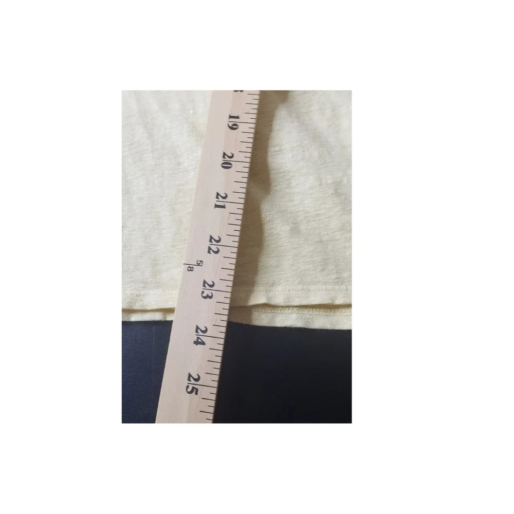 Eileen Fisher Yellow 100% Organic Linen Short Sleeve M Tee Shirt Casual Spring - Picture 7 of 7